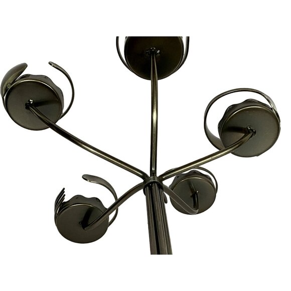 Candelabra Modernist Artsy Pewter Finish Spoon Fork Candle Holder Flatware Art - Picture 13 of 14